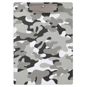 Zwart en grijs Camo-ontwerp Klembord