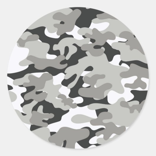 Zwart en grijs Camo-ontwerp Ronde Sticker (Voorkant)