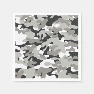 Zwart en grijs Camo-ontwerp Servetten
