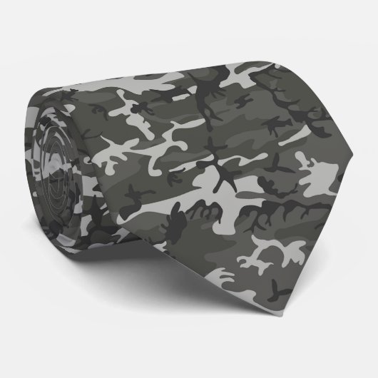 Zwart en grijs Camo Patterned Stropdas (Opgerold)