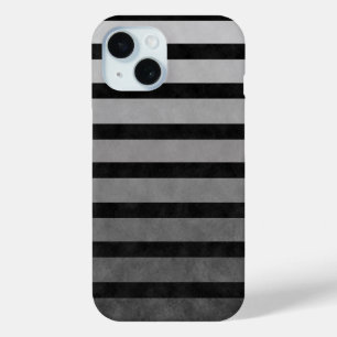 Zwart en grijs Camouflage getextureerde lijn strep iPhone 15 Case