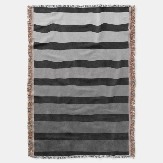 Zwart en grijs Camouflage getextureerde lijn strep Deken (Voorkant Verticaal)