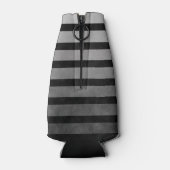 Zwart en grijs Camouflage getextureerde lijn strep Flesjeskoeler (Achterkant)