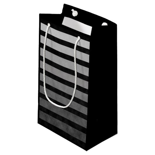 Zwart en grijs Camouflage getextureerde lijn strep Klein Cadeauzakje (Voorkant Gekanteld)