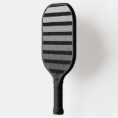 Zwart en grijs Camouflage getextureerde lijn strep Pickleball Paddle (Links)
