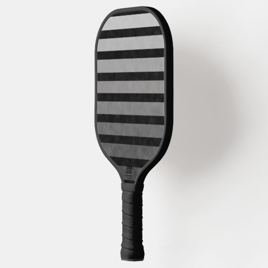 Zwart en grijs Camouflage getextureerde lijn strep Pickleball Paddle (Links)