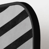 Zwart en grijs Camouflage getextureerde lijn strep Pickleball Paddle (Links Detail)