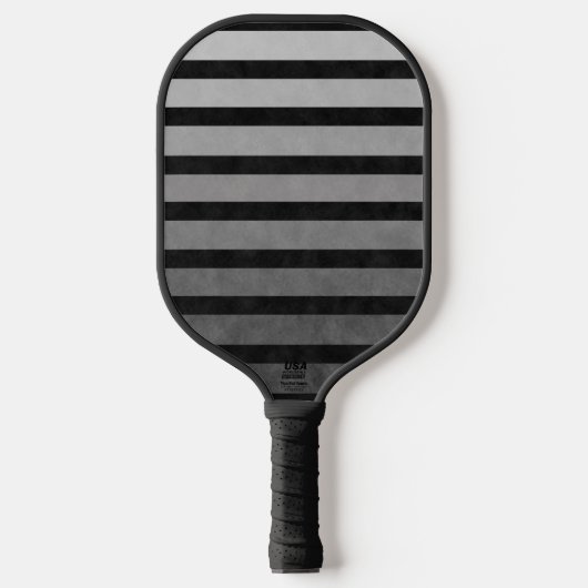 Zwart en grijs Camouflage getextureerde lijn strep Pickleball Paddle (Voorkant)
