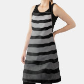 Zwart en grijs Camouflage getextureerde lijn strep Schort (Insitu)