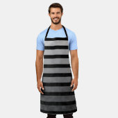 Zwart en grijs Camouflage getextureerde lijn strep Schort (Gedragen)