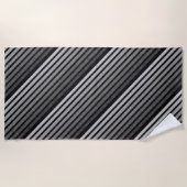 Zwart en grijs Camouflage getextureerde lijn strep Strandlaken (Voorkant)