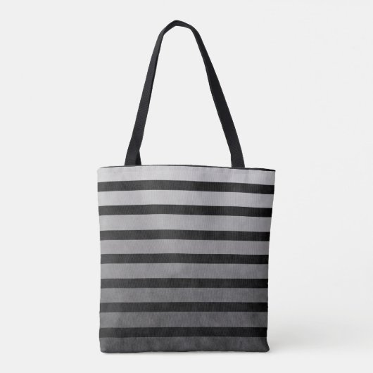 Zwart en grijs Camouflage getextureerde lijn strep Tote Bag (Achterkant)