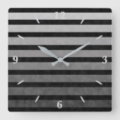 Zwart en grijs Camouflage getextureerde lijn strep Vierkante Klok (Voorkant)