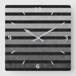 Zwart en grijs Camouflage getextureerde lijn strep Vierkante Klok