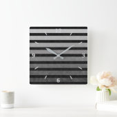 Zwart en grijs Camouflage getextureerde lijn strep Vierkante Klok (Huis)