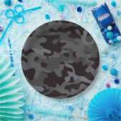 Zwart en Grijs Camouflage Papier Borden Papieren Bordje (Feest)