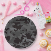 Zwart en Grijs Camouflage Papier Borden Papieren Bordje (Feest)