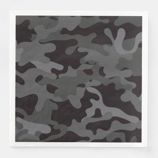 Zwart en Grijs Camouflage Papier Diner Servetten (Voorkant)