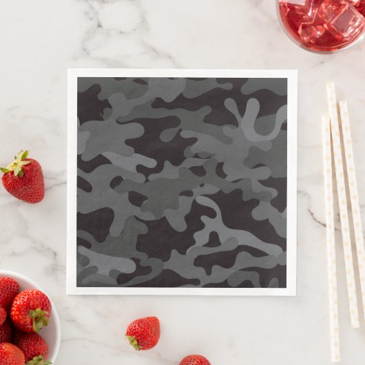 Zwart en Grijs Camouflage Papier Diner Servetten (Insitu)