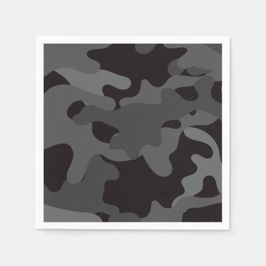 Zwart en Grijs Camouflage Papieren servetten (Voorkant)