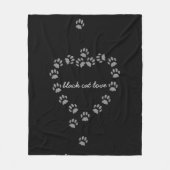 Zwart en Grijs Cat Paw Heart Custom Fleece Deken (Voorkant)
