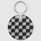 Zwart en grijs Chessboard Squares Crochet Afdrukke Sleutelhanger (Voorkant)