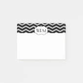 Zwart en grijs Chevron Patterned Monogrammed Post-it® Notes (Voorkant)