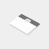 Zwart en grijs Chevron Patterned Monogrammed Post-it® Notes (Schuin)