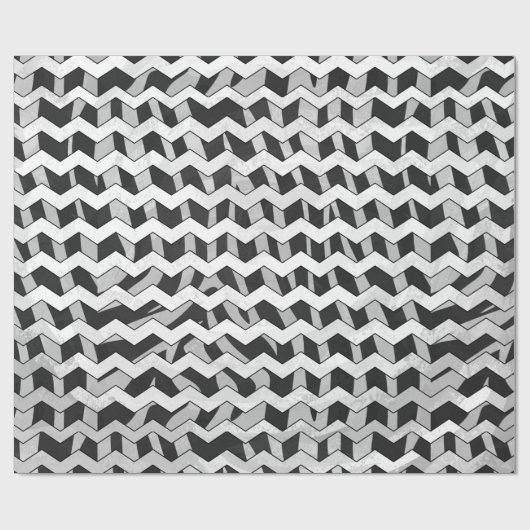Zwart en grijs Chevron Zebra patroon Cadeaupapier (Vlak)
