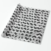 Zwart en grijs Chevron Zebra patroon Cadeaupapier (Uitgerold)