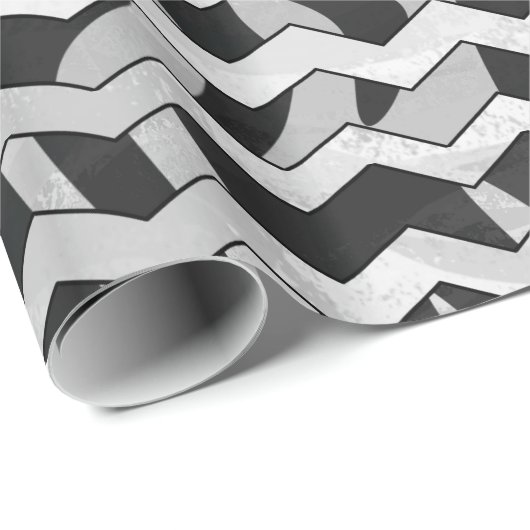 Zwart en grijs Chevron Zebra patroon Cadeaupapier (Rol Hoek)