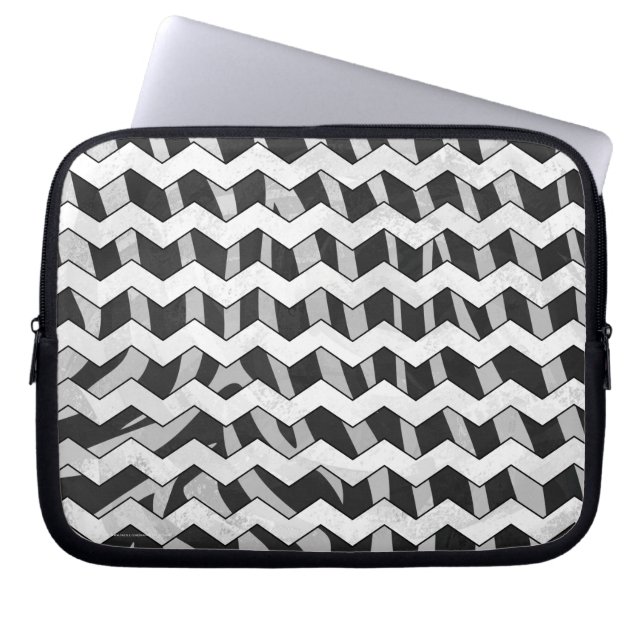 Zwart en grijs Chevron Zebra patroon Laptop Sleeve (Voorkant)