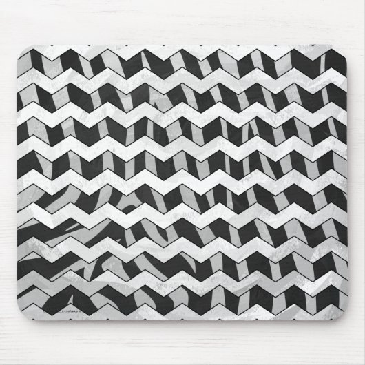 Zwart en grijs Chevron Zebra patroon Muismat (Voorkant)