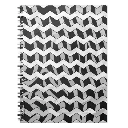 Zwart en grijs Chevron Zebra patroon Notitieboek (Voorkant)