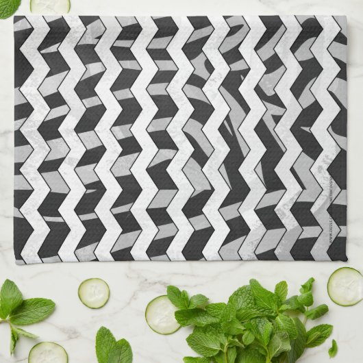 Zwart en grijs Chevron Zebra patroon Theedoek (Gevouwen)