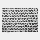 Zwart en grijs Chevron Zebra patroon Theedoek (Horizontaal)