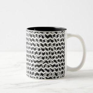 Zwart en grijs Chevron Zebra patroon Tweekleurige Koffiemok