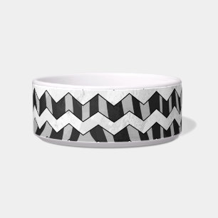 Zwart en grijs Chevron Zebra patroon Voerbakje