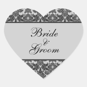 Zwart en grijs Damask bruiloft Stickers