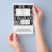 Zwart en grijs Damask Wedding Large Snoep Bar Wrap Flyer (Hand)