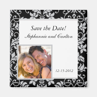 Zwart en grijs damast huwelijksaankondiging magnee magneet