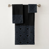 Zwart en grijs diamantpatroon bad handdoek (Insitu)