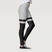 Zwart en grijs dijbeen gestreept boven de knie leggings (Rechts)
