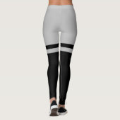 Zwart en grijs dijbeen gestreept boven de knie leggings (Achterkant)