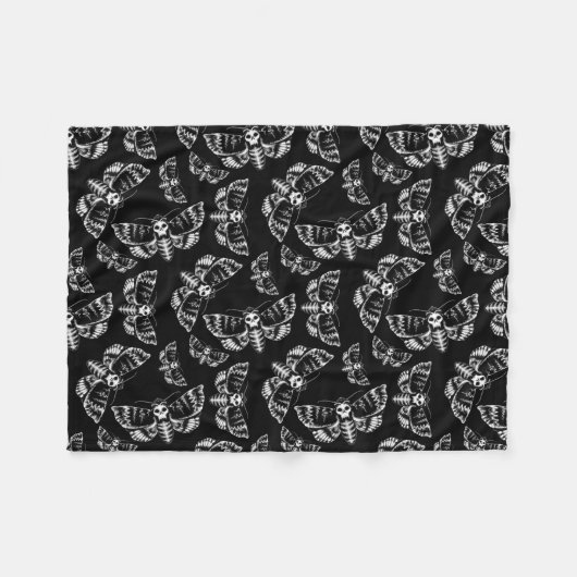 Zwart en grijs doden hoofd Hawk Moth Gothic schede Fleece Deken (Voorkant (Horizontaal))