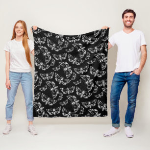 Zwart en grijs doden hoofd Hawk Moth schedel gotis Fleece Deken