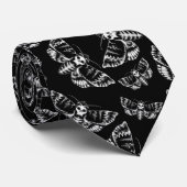 Zwart en grijs doden hoofd Hawk Moth Skull Patroon Stropdas (Opgerold)