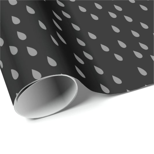 Zwart en grijs Eenvoudig modern Raindrops-patroon Cadeaupapier (Rol Hoek)