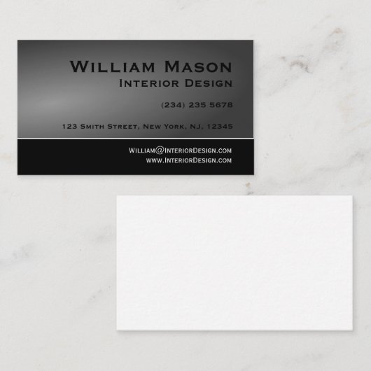 Zwart en grijs eenvoudig ontwerp Visitekaartje (Voorkant / Achterkant)