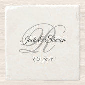 Zwart en grijs Fancy Manuscript Monogramed Stenen Onderzetter